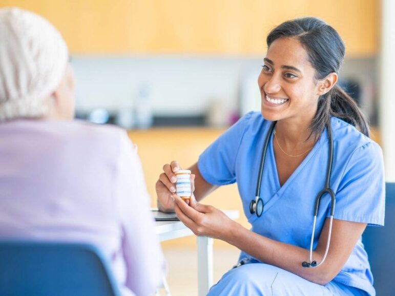 medical provider talking to a patient