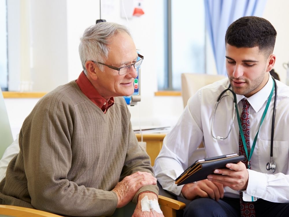 woman talking to a healthcare provider