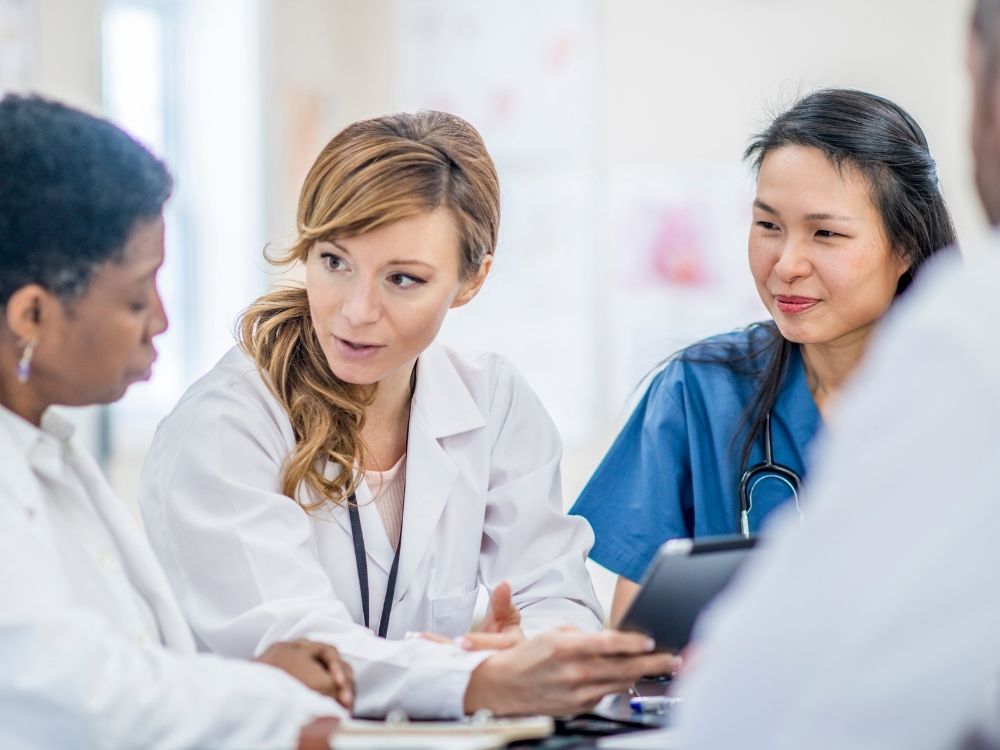 group of doctors talking