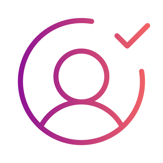icon of a person and checkmark