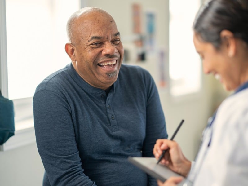 Senior man talking to his provider